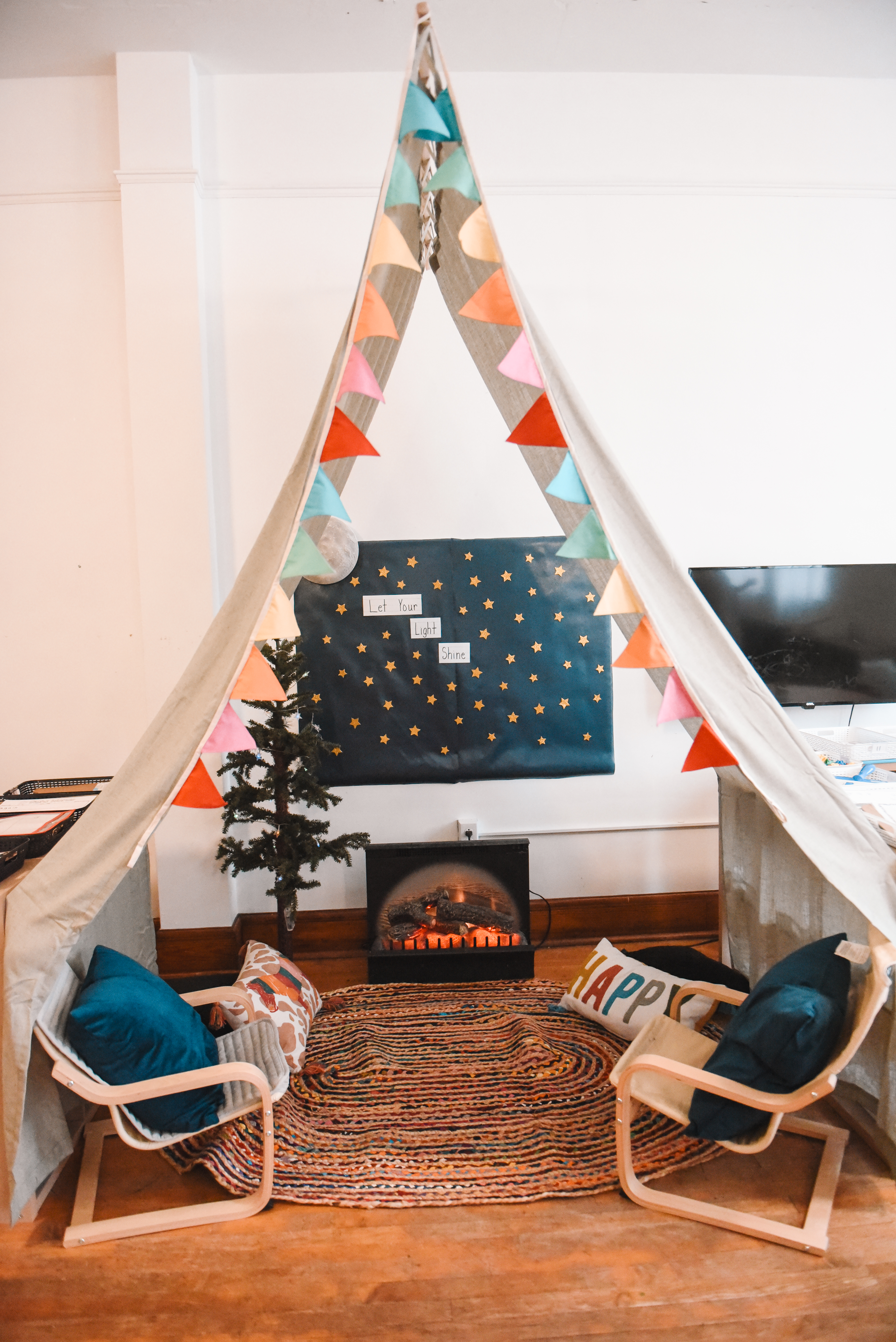 A cozy reading tent in the studio